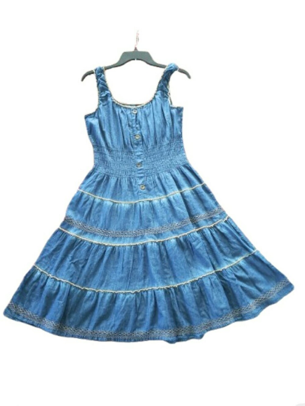 Vintage Lapis Denim Smocked Fragrance Free Dress